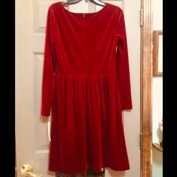 Red Velvet Long Sleeve Dress - Picture 2 of 4
